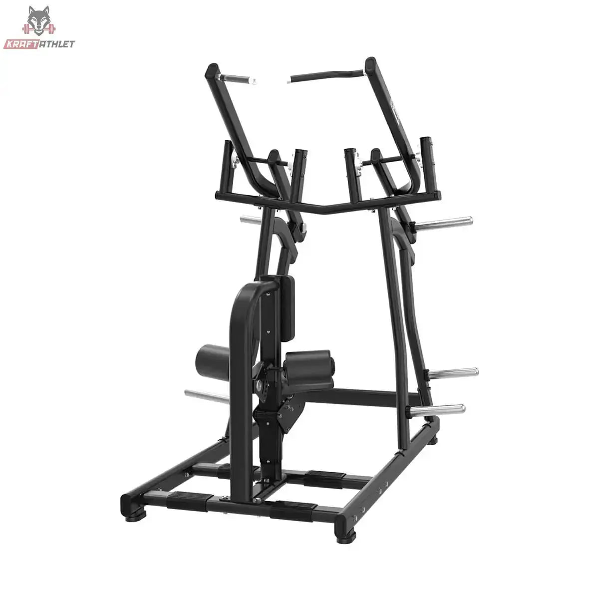 Titanium Strength Black Series IsoLateral Latzug in Frontansicht mit Sitz und Griffen