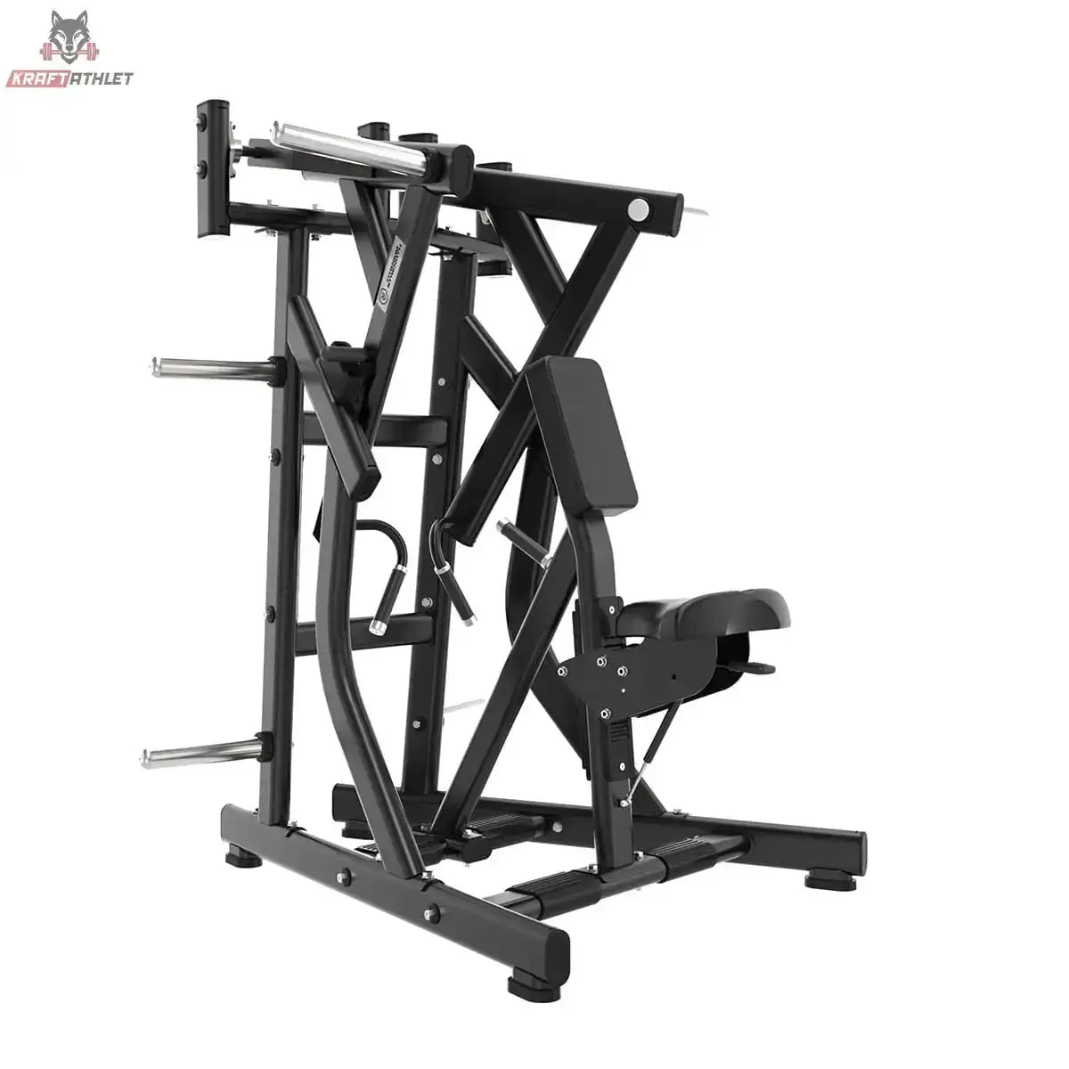 Titanium Strength Black Series IsoLateral Rudern Tief in Seitenansicht mit Sitz und Hebelarmen