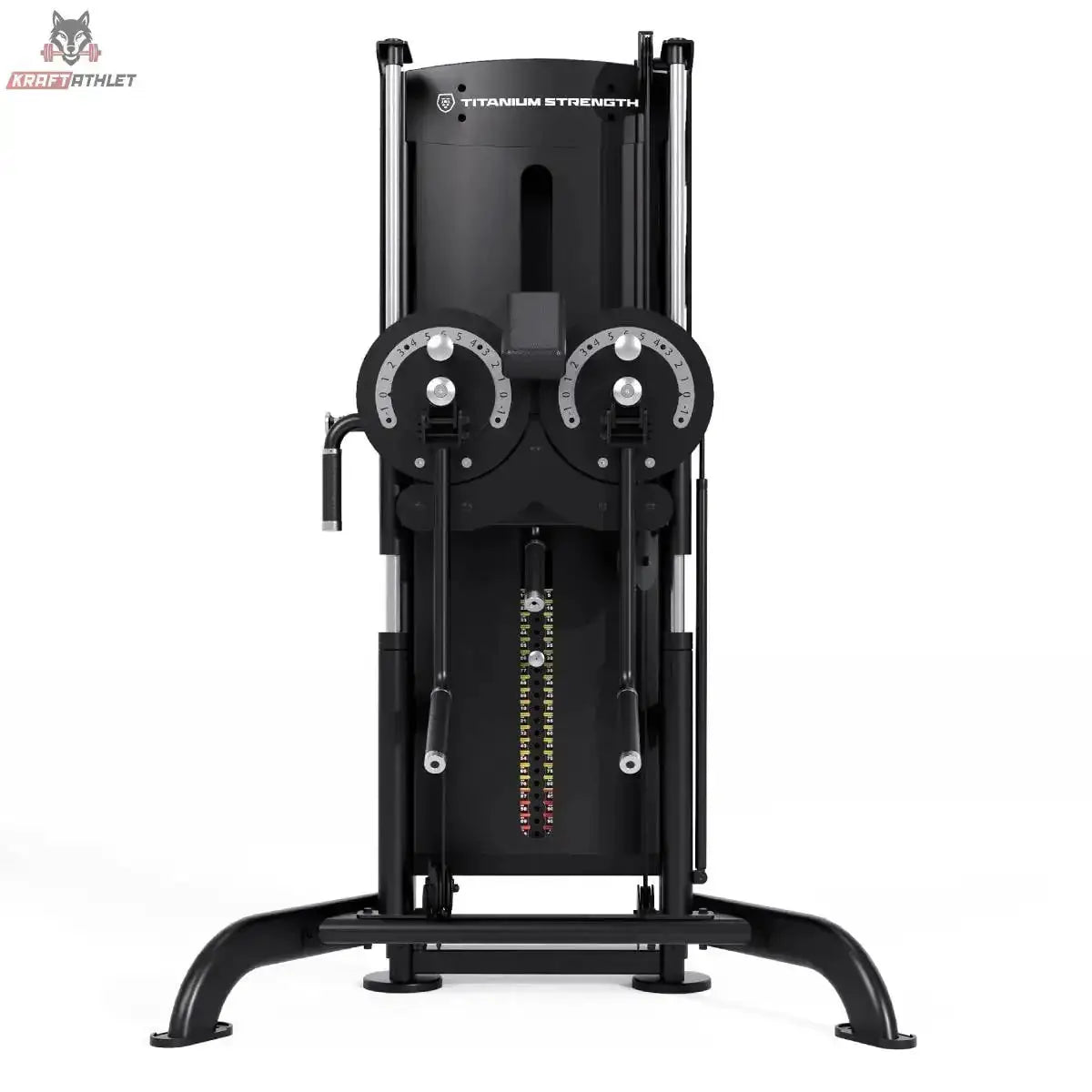 Titanium Strength Black Series Selectorisierte Multiflight – Frontansicht mit beiden Seilzugrollen und Standfüßen