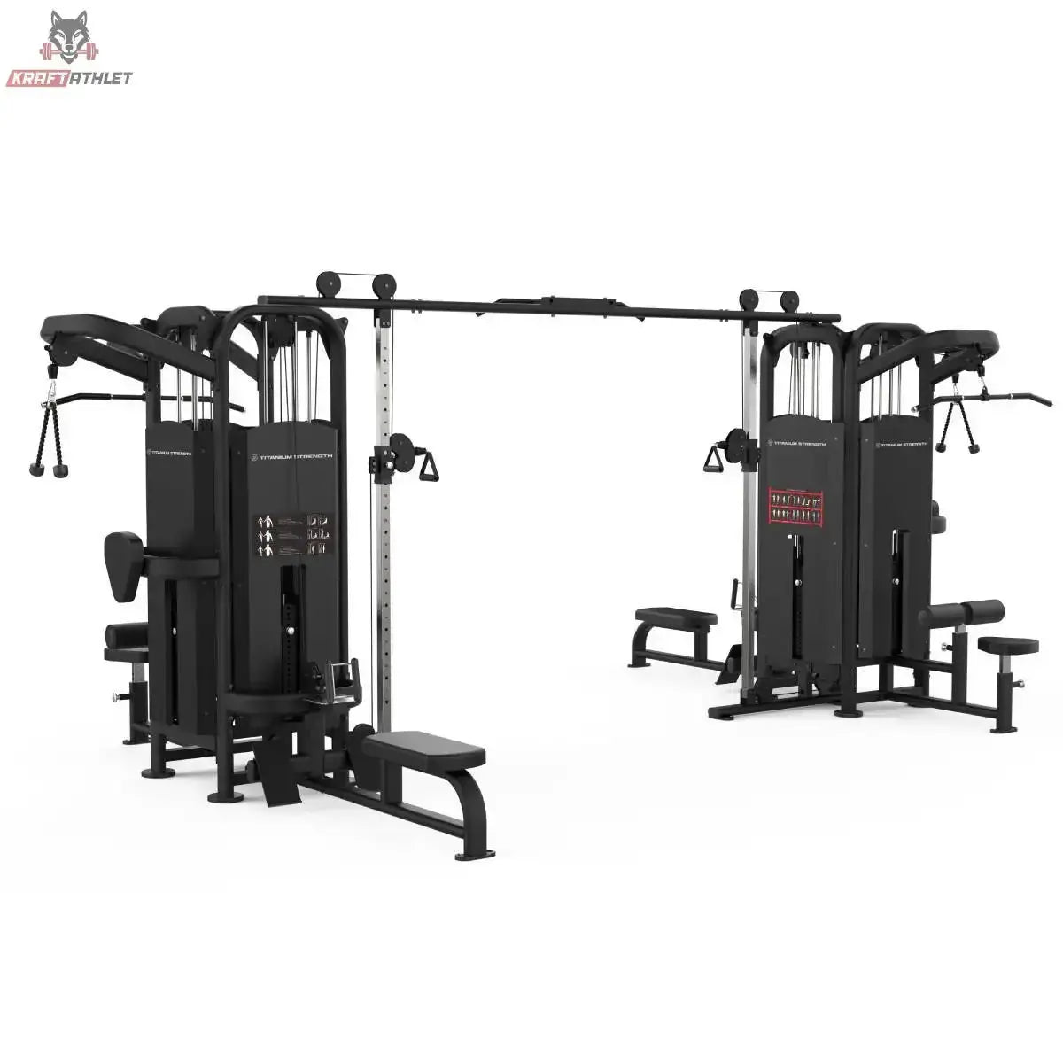 Titanium Strength Black Series Multistation 8 Stationen, Schrägansicht auf weißem Hintergrund