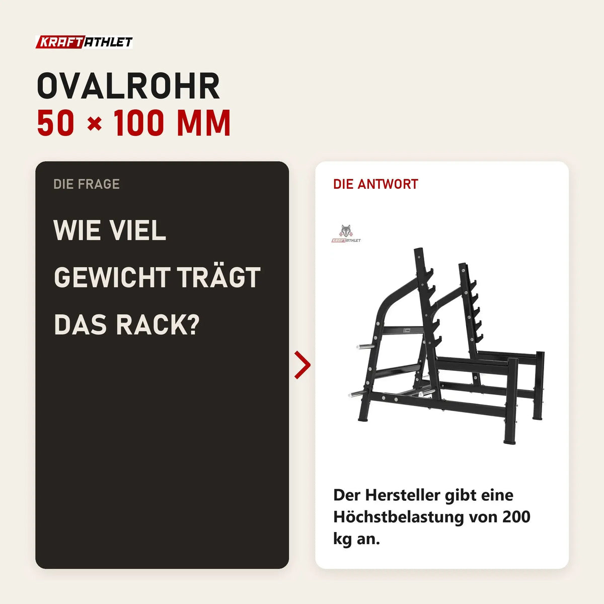 Frage und Antwort zu Titanium Strength Black Series Olympisches Kniebeugen-Rack: Wie viel Gewicht trägt das Rack?