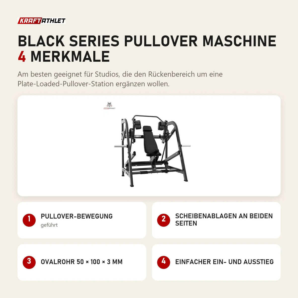Titanium Strength Black Series Pullover Maschine mit 4 Merkmalen: Pullover-Bewegung, Scheibenablagen an beiden Seiten, Ovalrohr 50 × 100 × 3 mm, Einfacher Ein- und Ausstieg