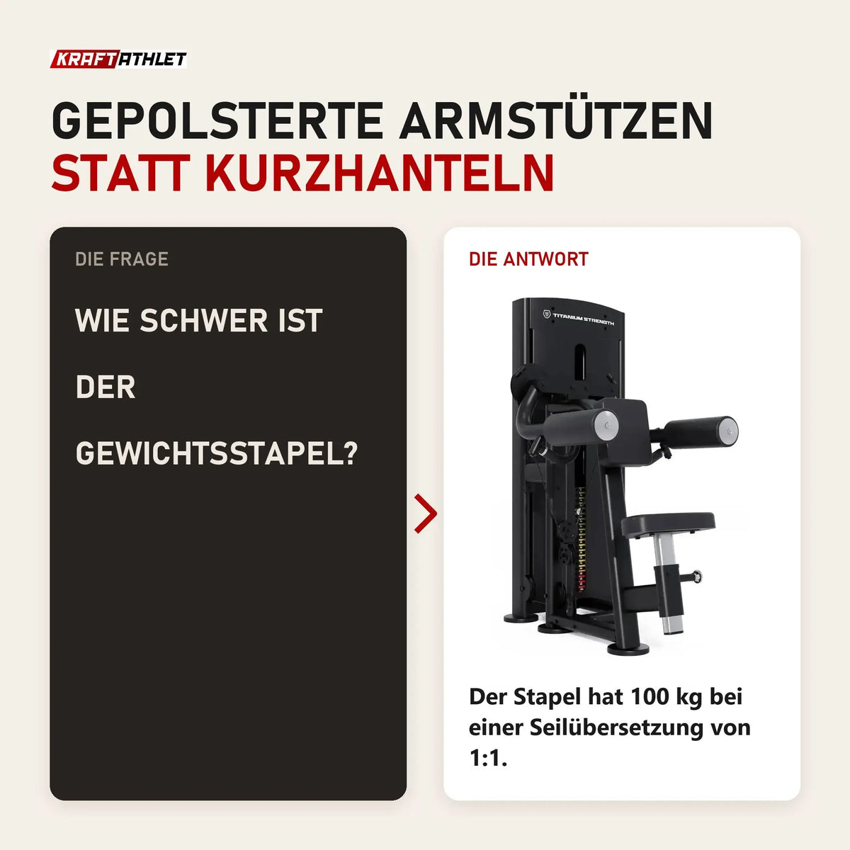 Frage und Antwort zu Titanium Strength Black Series Selectorisierte Seitenheben: Wie schwer ist der Gewichtsstapel?