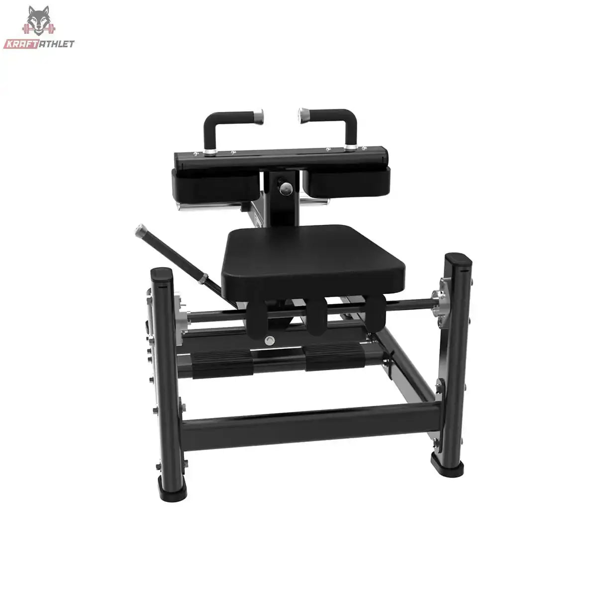 Titanium Strength Black Series Sitzende Wadenmaschine: Frontansicht mit Kniepolster und breitem Sitz