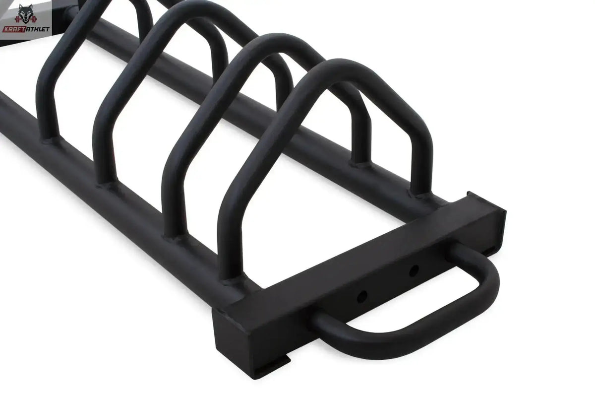 Titanium Strength Bumper-Plattenständer Deluxe BR5, Detail des Tragegriffs an der Stirnseite