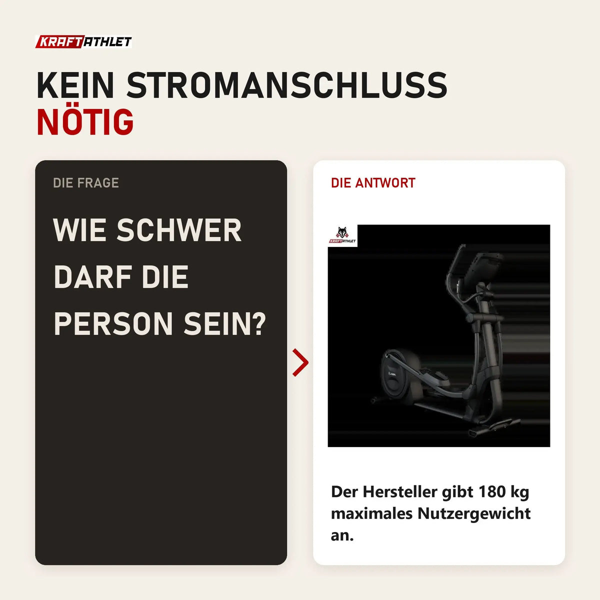 Frage und Antwort zu Titanium Strength CT2000 Crosstrainer Pro Series: Wie schwer darf die Person sein?