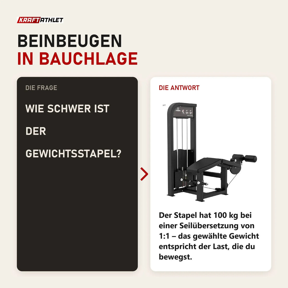 Frage und Antwort zu Titanium Strength Elite Series Beinbeuger liegend: Wie schwer ist der Gewichtsstapel?