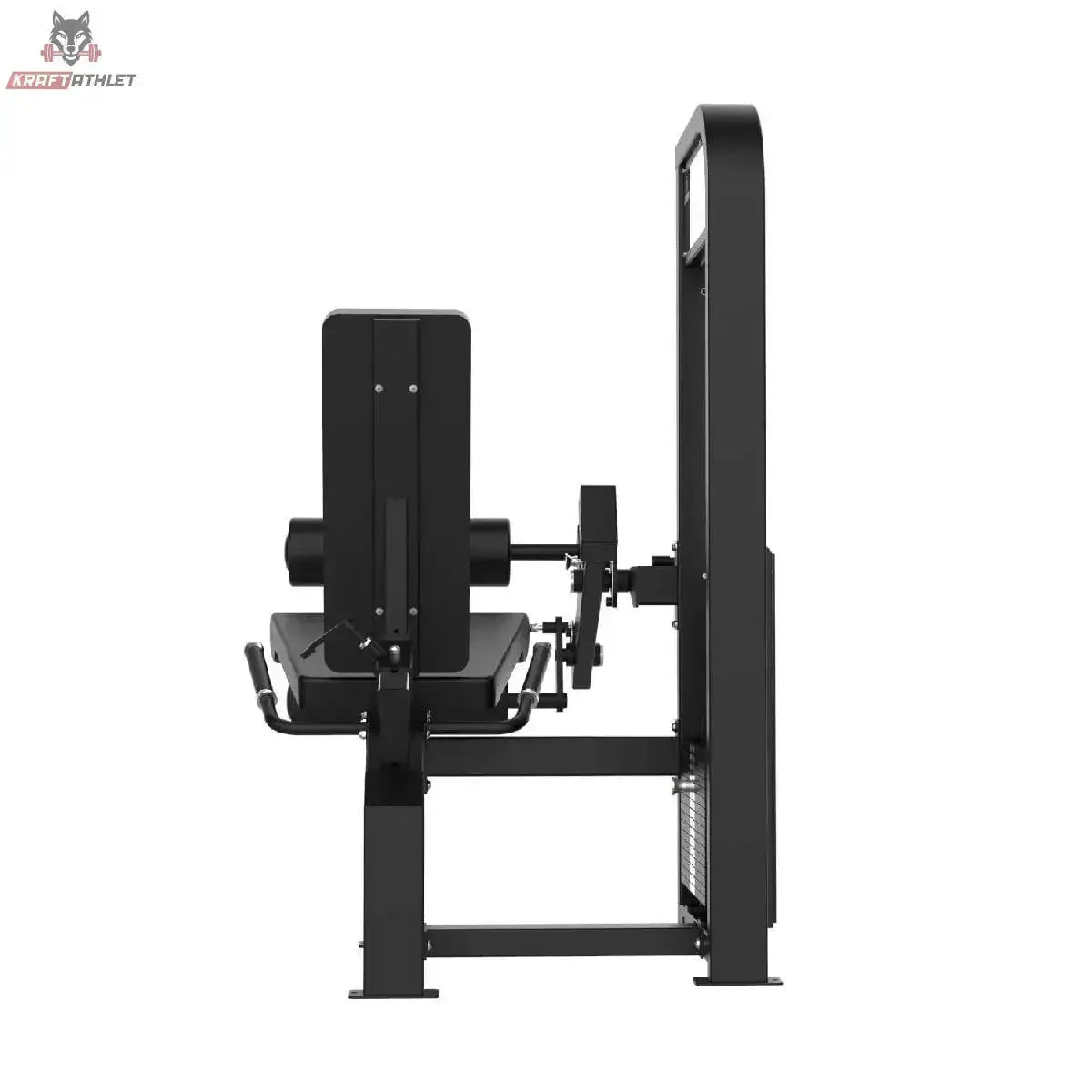 Titanium Strength Elite Series Beinbeuger sitzend – Frontansicht mit Sitz, Beinrollen und Haltegriffen
