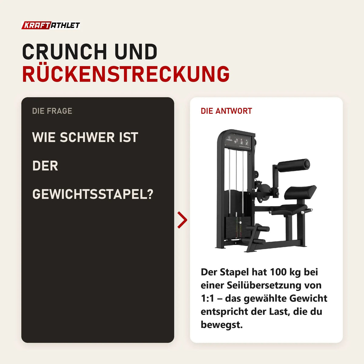 Frage und Antwort zu Titanium Strength Elite Series Dual Bauch und unterer Rücken: Wie schwer ist der Gewichtsstapel?