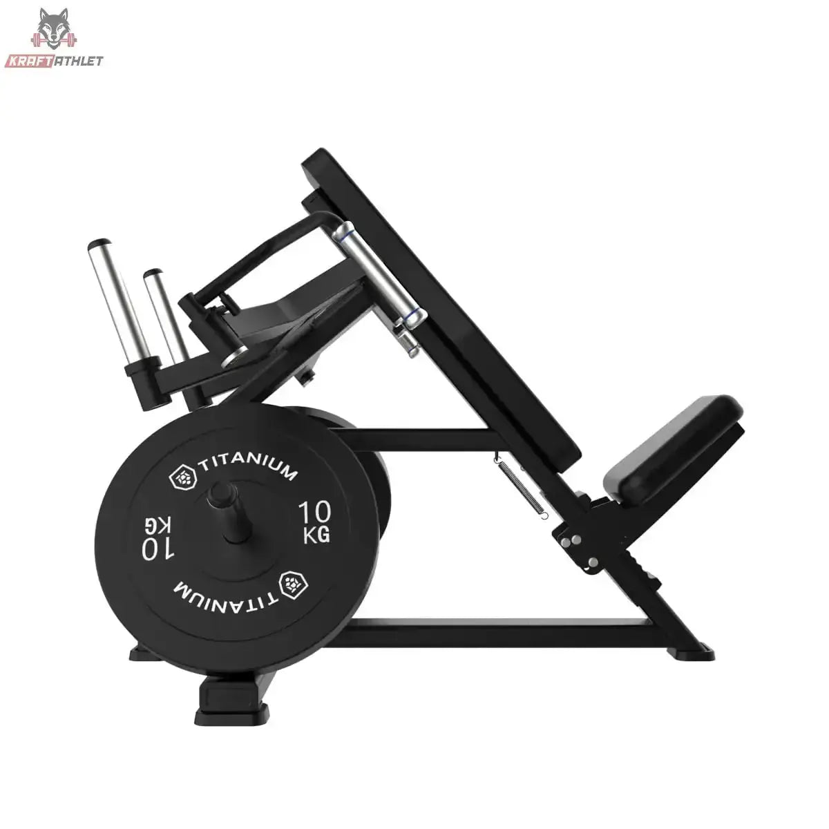 Titanium Strength Elite Series IsoLateral Incline Pec Fly – Seitenansicht von rechts mit aufgelegter 10-kg-Scheibe