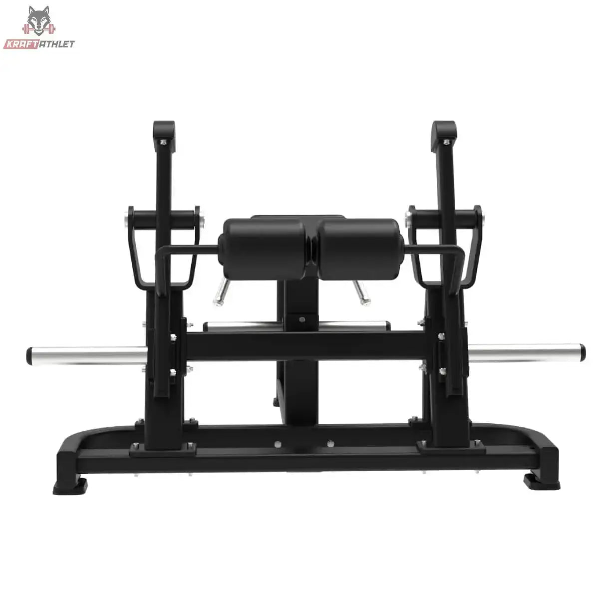 Titanium Strength Elite Series IsoLateral Prone Leg Curl in Frontansicht mit Liegepolster und seitlichen Scheibenaufnahmen