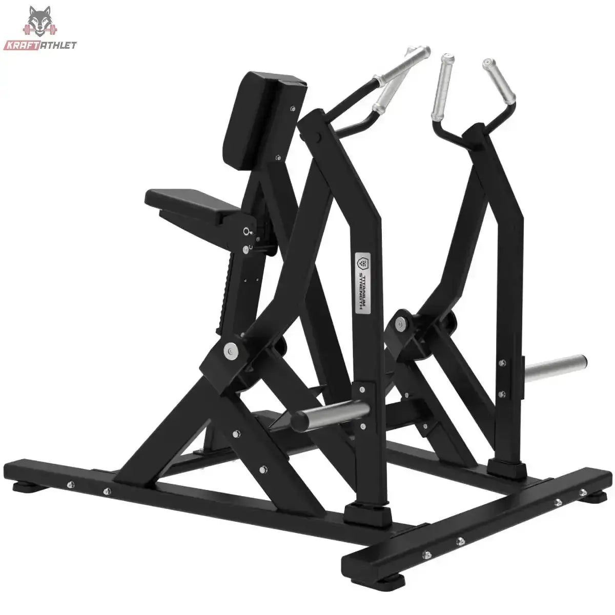 Titanium Strength Elite Series IsoLaterales Rudern – Schrägansicht von rechts mit Griffen
