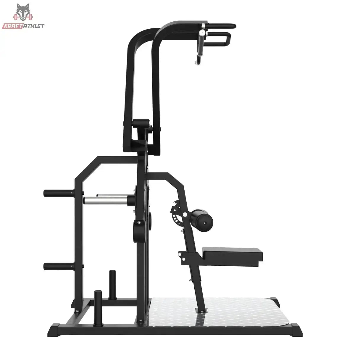 Titanium Strength Elite Series Kreisförmiger Lat-Zug in Seitenansicht von rechts mit Sitzpolster
