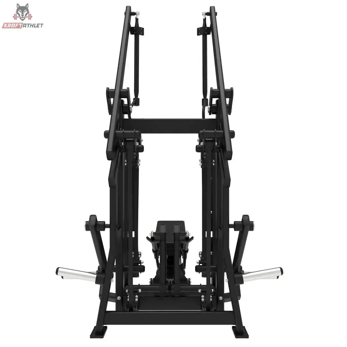 Titanium Strength Elite Series Latzug und Ruderzug IsoLateral Combo – Frontansicht mit Doppelrahmen, Sitz und Scheibenhaltern
