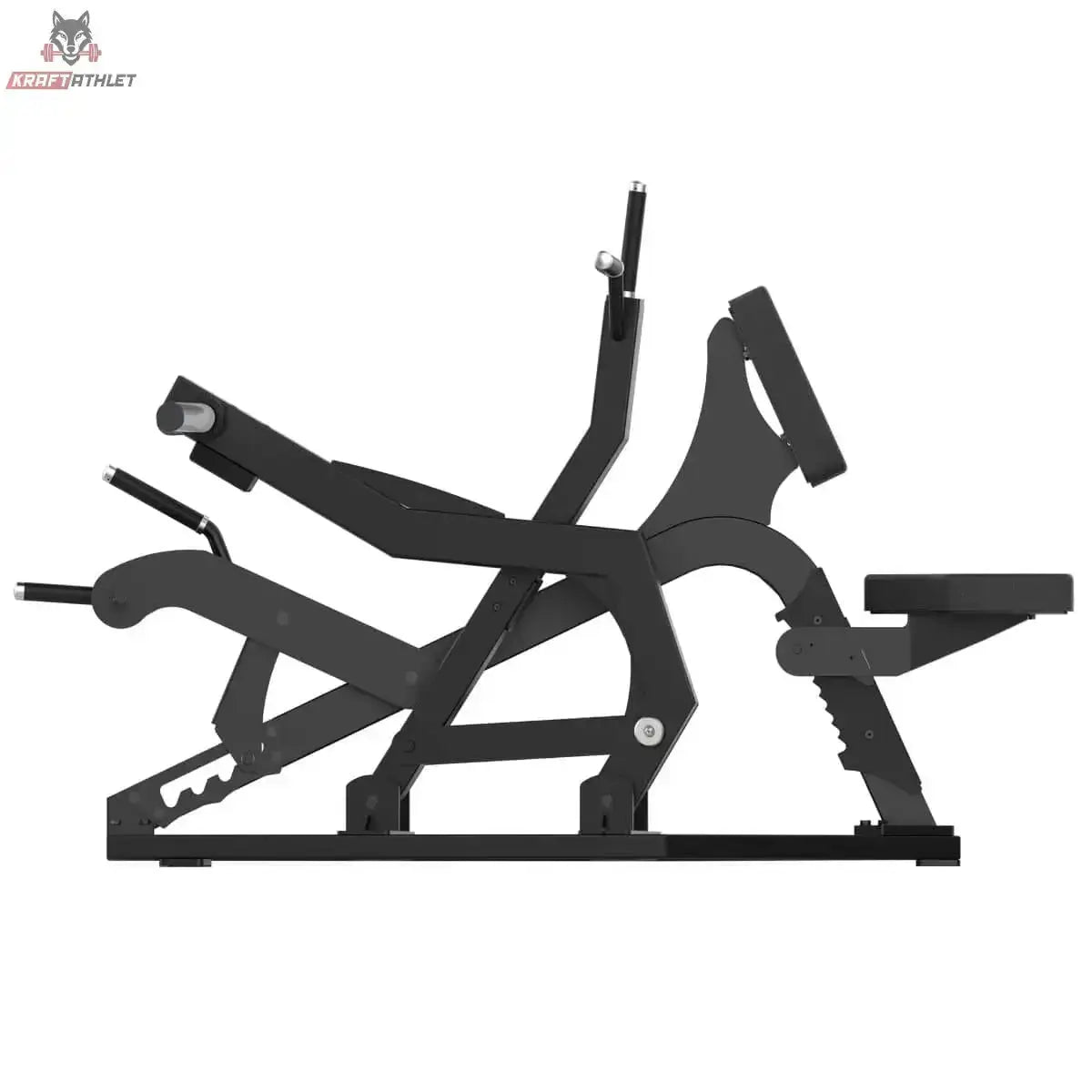 Titanium Strength Elite Series Multi-Grip IsoLateral Rudergerät in Schwarz, Seitenansicht mit Hebelarmen und Sitz