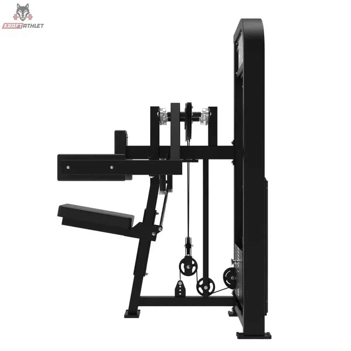 Titanium Strength Elite Series Seitenheben – Seitenansicht mit Armpolster, Sitz und Seilzug