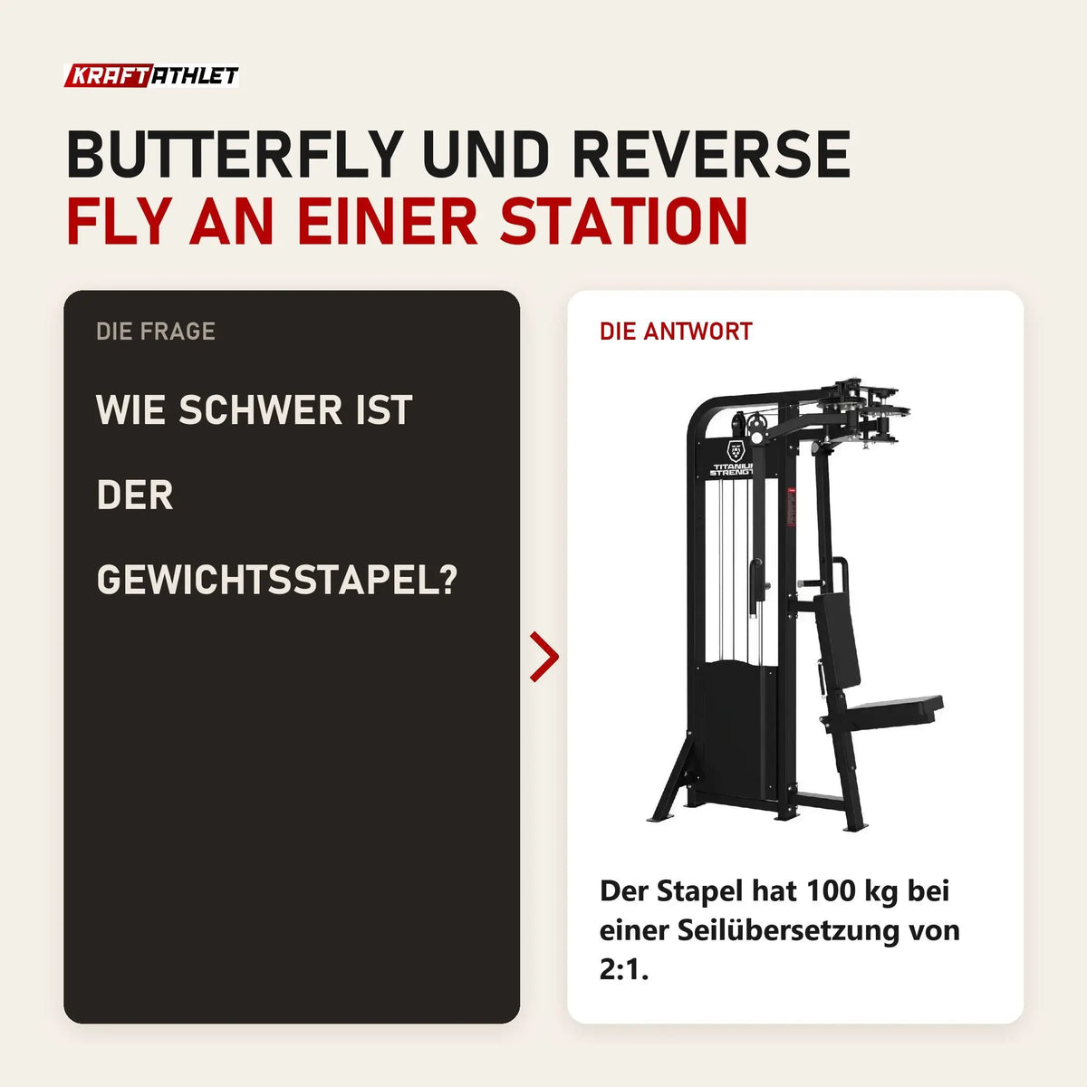 Frage und Antwort zu Titanium Strength Elite Series Selektorisierte Pec Fly und Rear Delt: Wie schwer ist der Gewichtsstapel?
