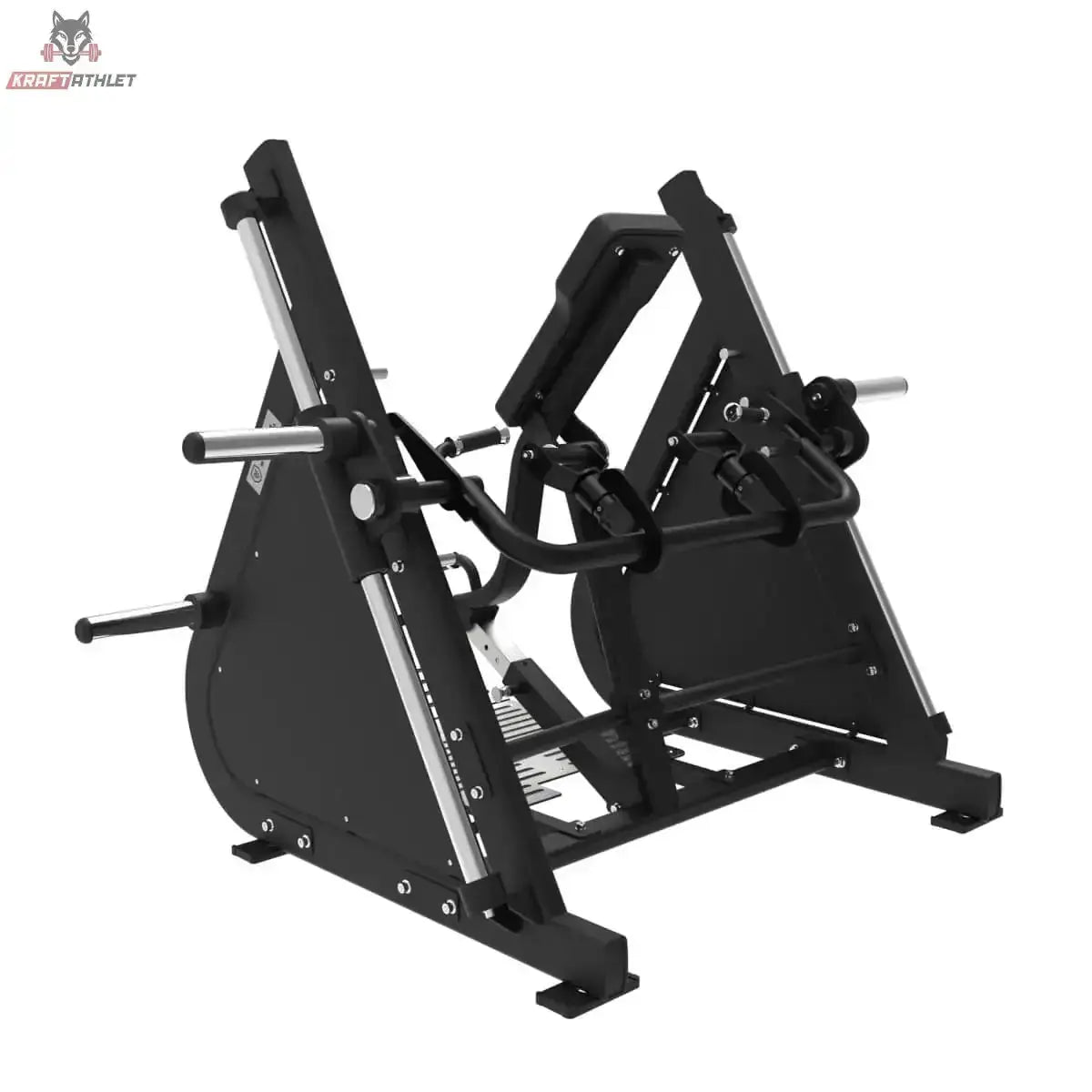 Titanium Strength Elite Series Smith-Rudermaschine mit Brustunterstützung – Schrägansicht mit Brustpolster und Rudergriffen