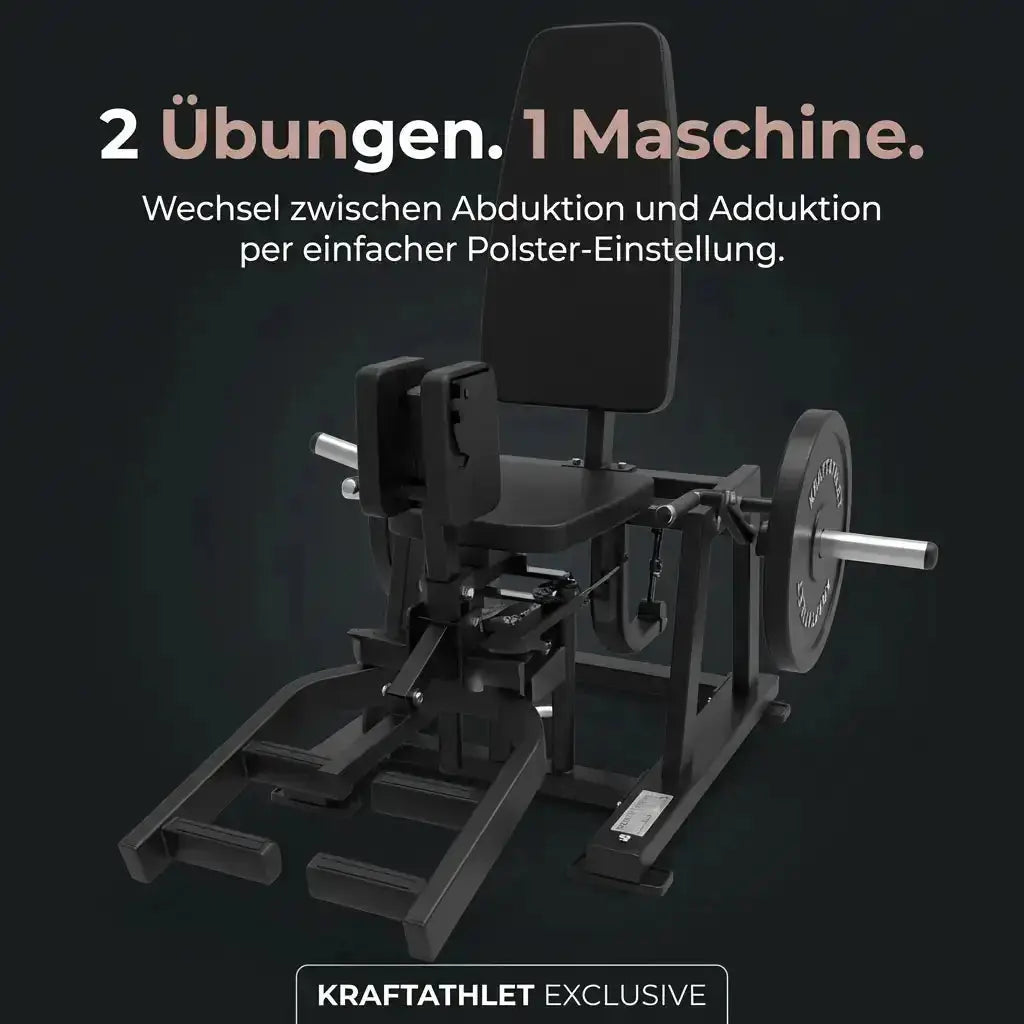 Titanium Strength Elite Series Ultimate Abductor-Adductor, Grafik zum Wechsel zwischen Abduktion und Adduktion