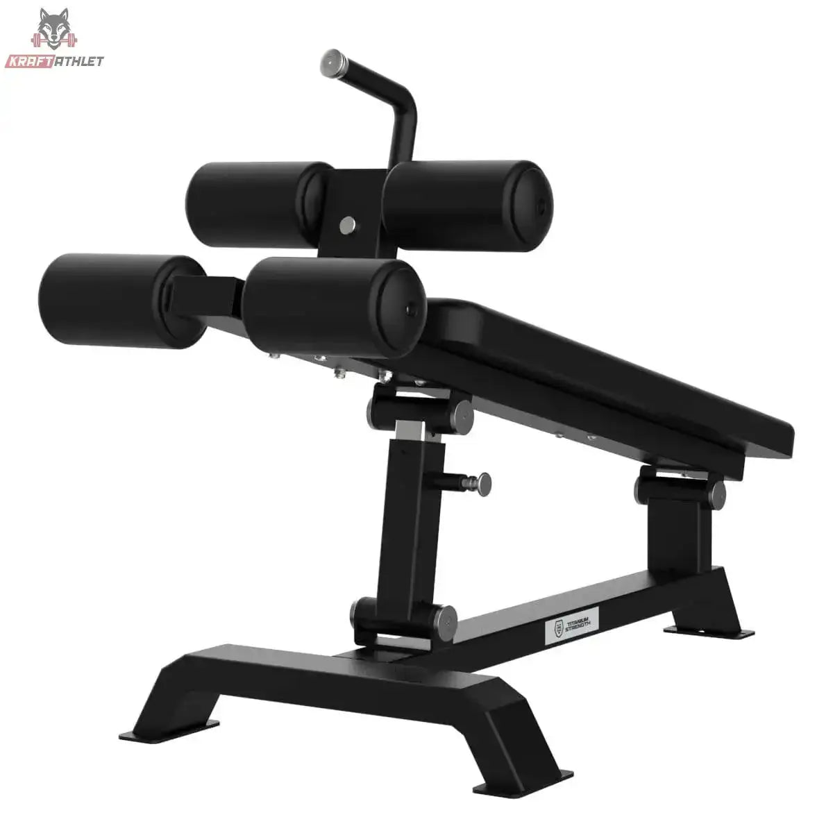 Titanium Strength Elite Series Verstellbare Negativ-Bauchbank als Detail der Beinrollen und der Höhenverstellung am Rahmen
