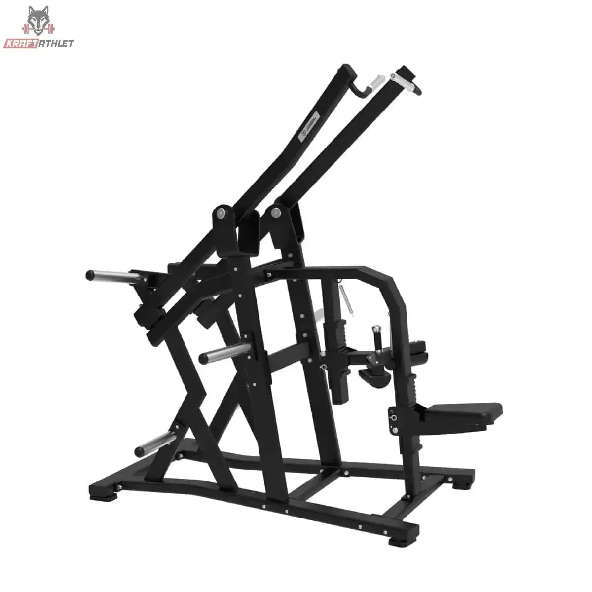 Titanium Strength Elite Series Wide IsoLateral Lat Pulldown in Schrägansicht von links mit weiten Zugarmen und Sitz