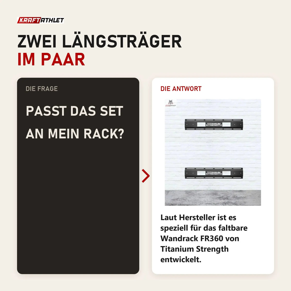 Frage und Antwort zu Titanium Strength FR360-ST Verstärkungsset für FR360: Passt das Set an mein Rack?
