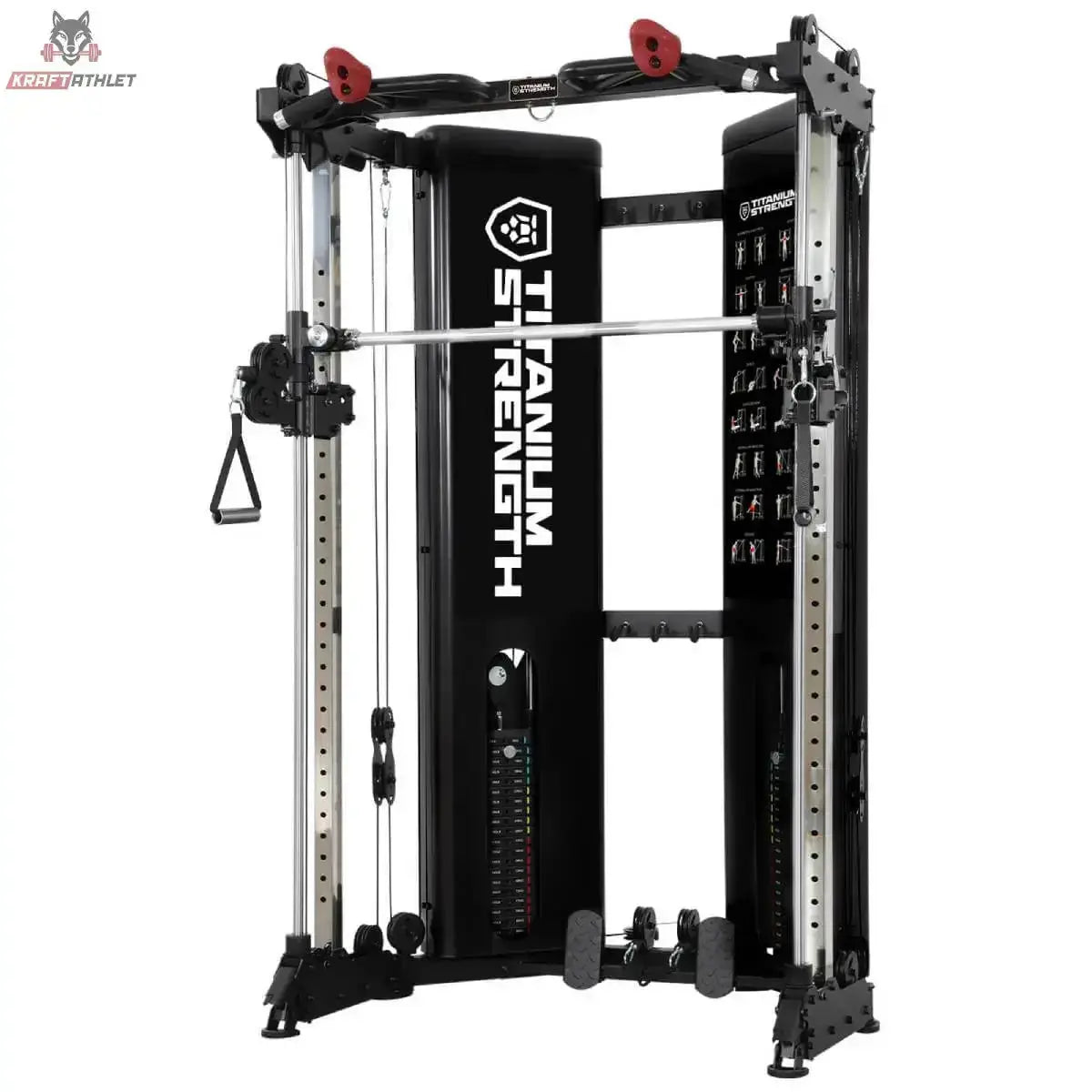 Titanium Strength FT90 Seilzugstation mit Smith-Maschine in Seitenansicht mit Smith-Stange