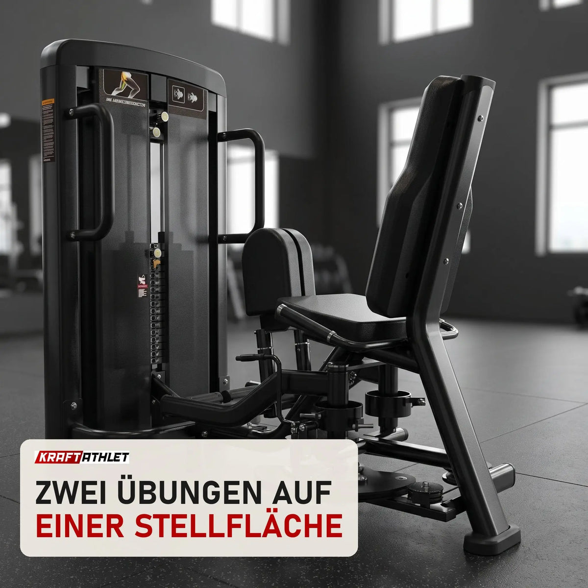 Titanium Strength Genesis Series Abduktor-Adduktor in einem fertig eingerichteten Studio mit dunklen Wänden und Gummiboden