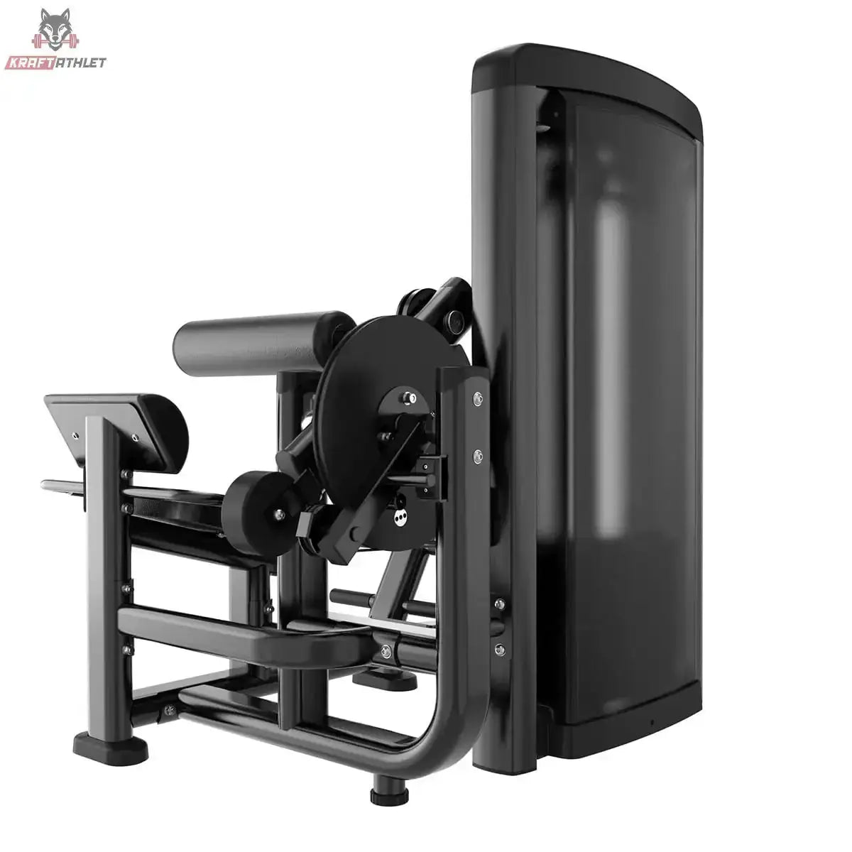 Titanium Strength Genesis Series Bauch und unterer Rücken in Schwarz, Rückansicht mit Gewichtsstapelverkleidung