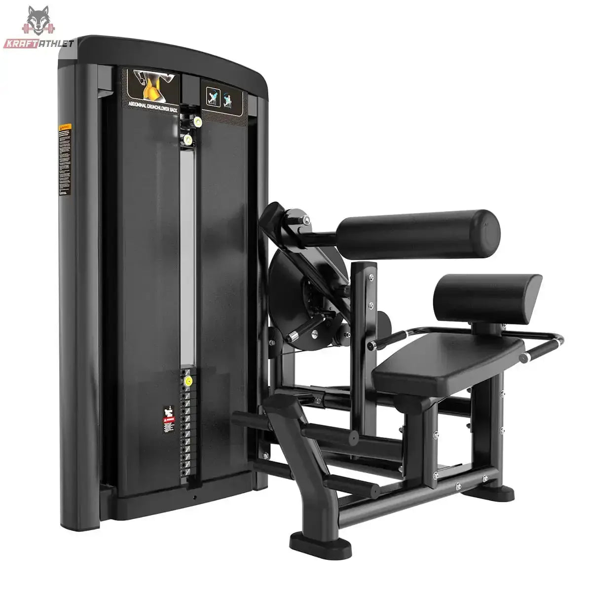 Titanium Strength Genesis Series Bauch und unterer Rücken in Schwarz, Seitenansicht mit Rückenpolster und Sitz