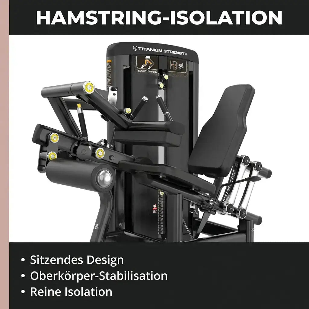 Titanium Strength Genesis Series Beinbeuger sitzend: Grafik zur sitzenden Isolation des hinteren Oberschenkels