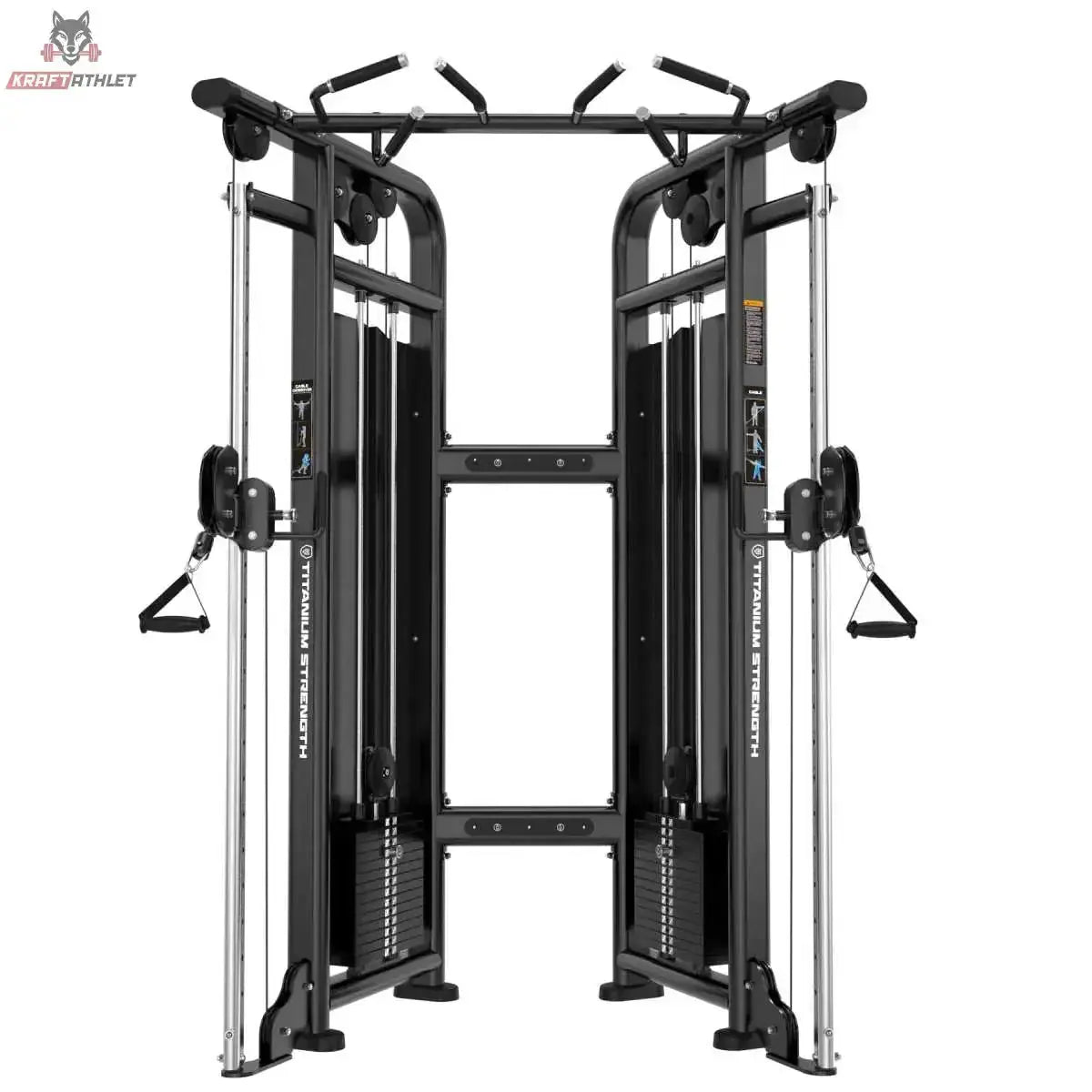 Titanium Strength Genesis Series Functional Trainer in Schwarz, Frontansicht mit beiden Seilzugarmen