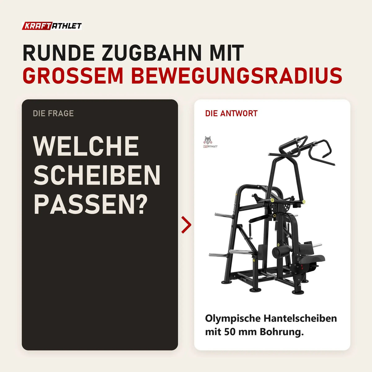 Frage und Antwort zu Titanium Strength Genesis Series Kreisförmiger Lat-Zug: Welche Scheiben passen?