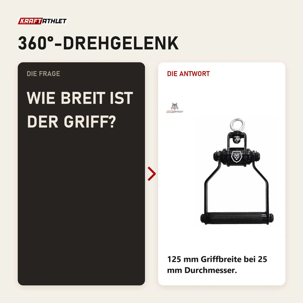Frage und Antwort zu Titanium Strength HB12 Drehbarer D-Griff: Wie breit ist der Griff?
