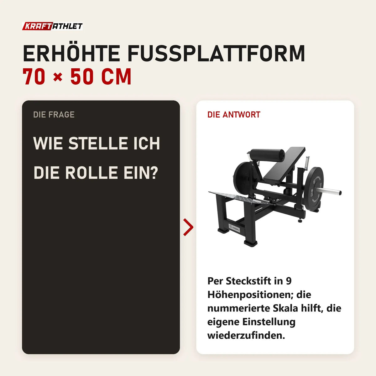 Frage und Antwort zu Titanium Strength Hip Thrust Max Elite Series: Wie stelle ich die Rolle ein?