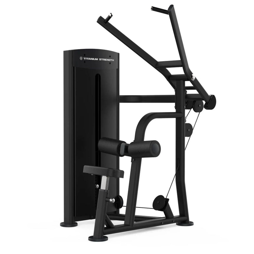 Titanium Strength Black Series Selectorized Lat Pulldown – Commercial Back Training Machine Titanium Strength