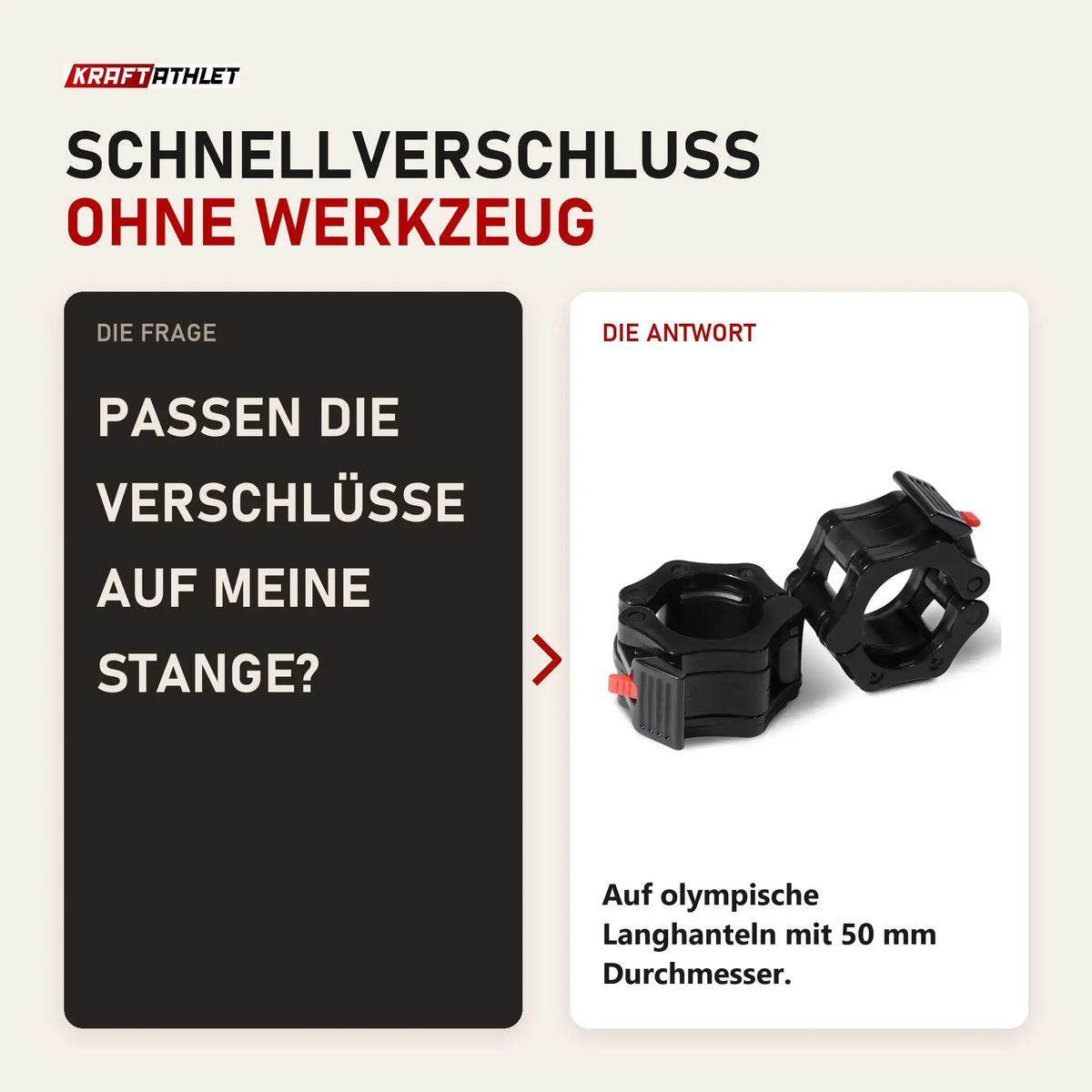 Frage und Antwort zu Titanium Strength Lock-Jaw Collar Hantelverschlüsse: Passen die Verschlüsse auf meine Stange?
