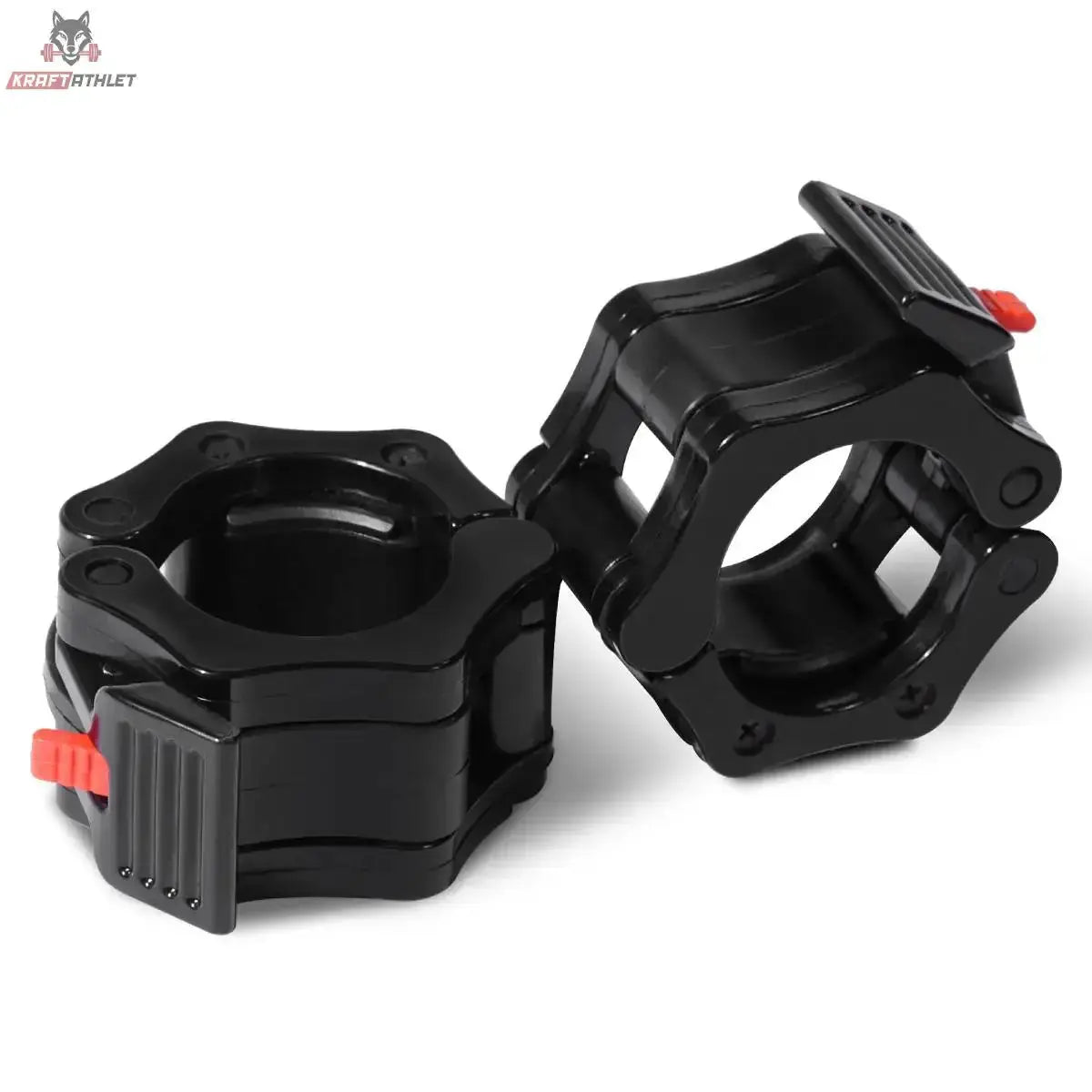 Titanium Strength Lock-Jaw Collar Hantelverschlüsse als Paar, schwarze Verschlüsse mit roten Schnellverschlusshebeln