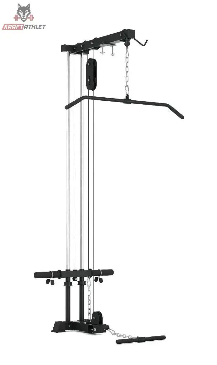 Titanium Strength LR2 Lat und Row Attachment Evolution in Frontansicht mit Latzugstange und Seilzug