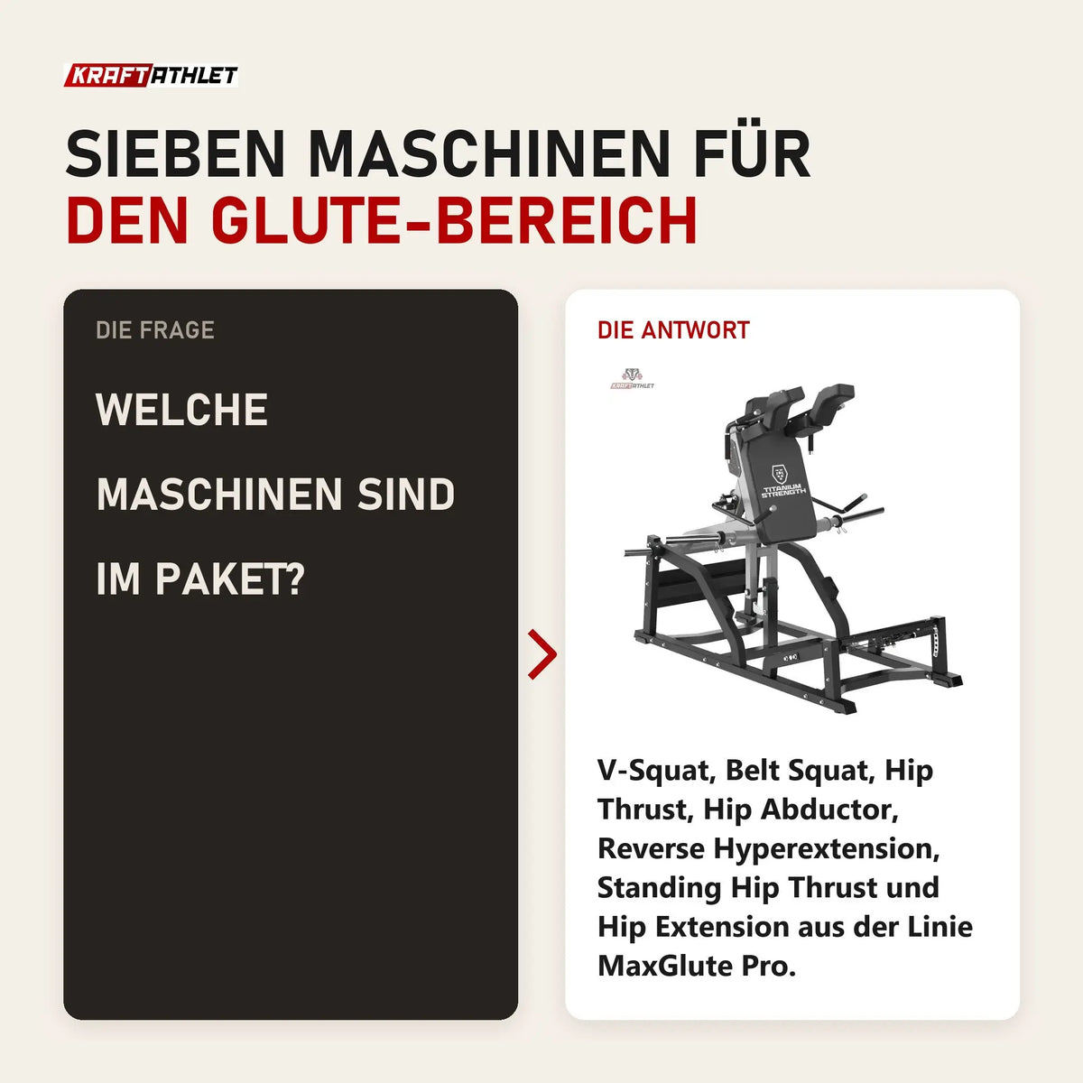 Frage und Antwort zu Titanium Strength MaxGlute Pro Pack: Welche Maschinen sind im Paket?