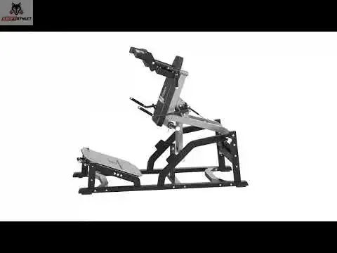 Titanium Strength MaxGlute Pro V Squat Maschine, Seitenansicht mit Hebelarm und Schulterpolstern