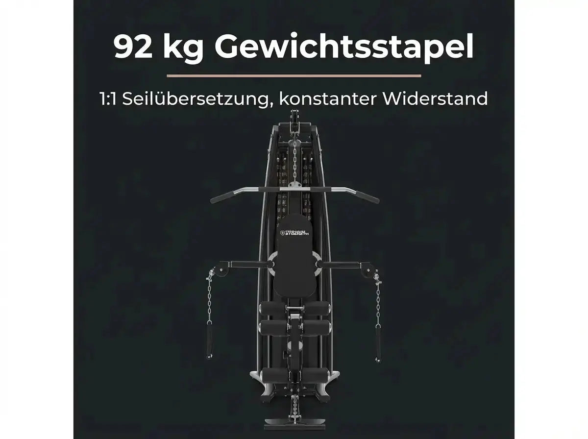 Titanium Strength Multigym MG3 als Infografik zum Gewichtsstapel in Frontansicht