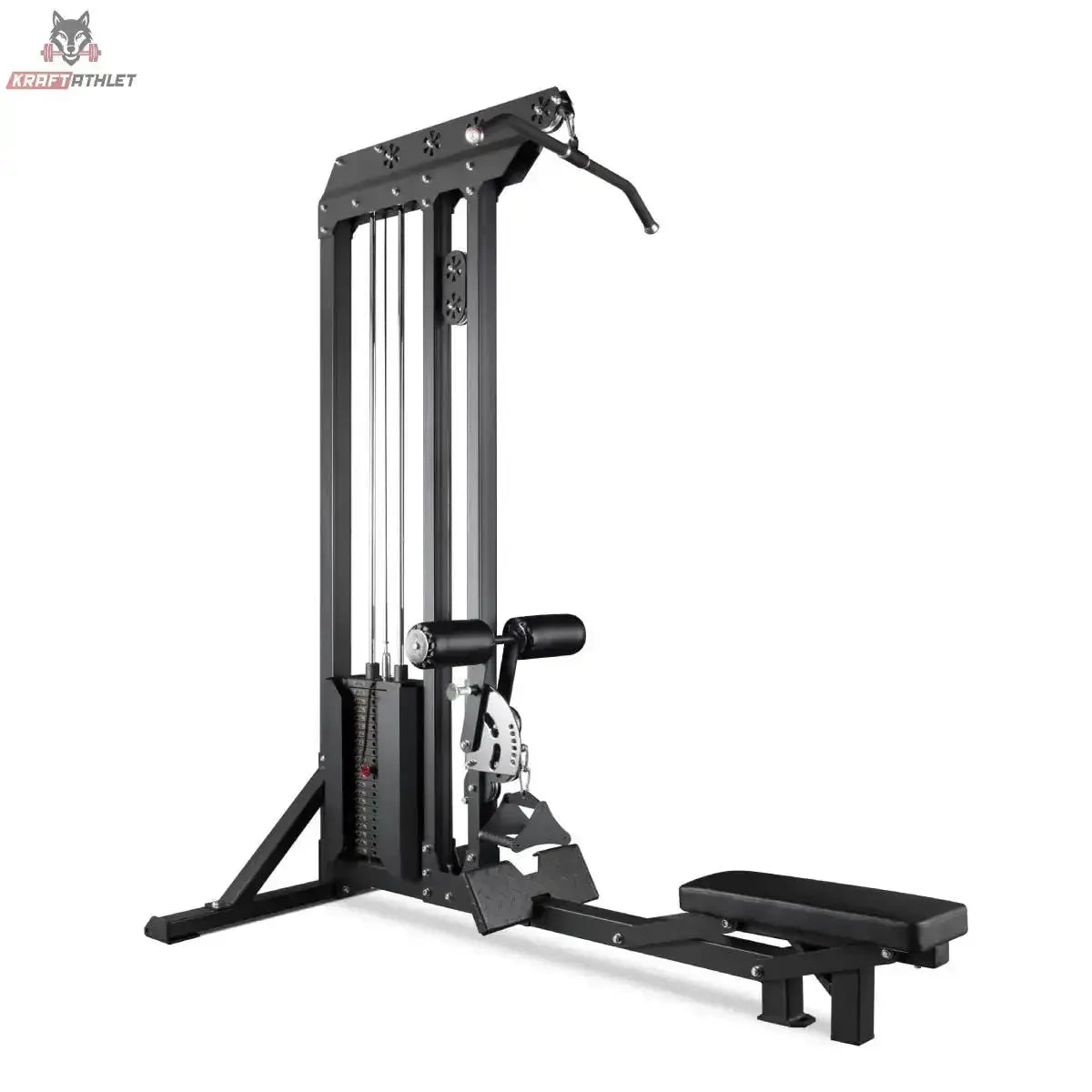 Titanium Strength PR60 Dual Lat Pulldown & Low Row in Seitenansicht mit Ruderbank und Kabelzug