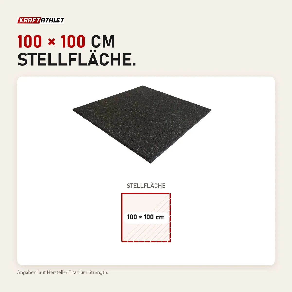 Maßbild Titanium Strength Premium Bodenschutzmatte weiß gefleckt 100 × 100 cm: Stellfläche 100 × 100 cm