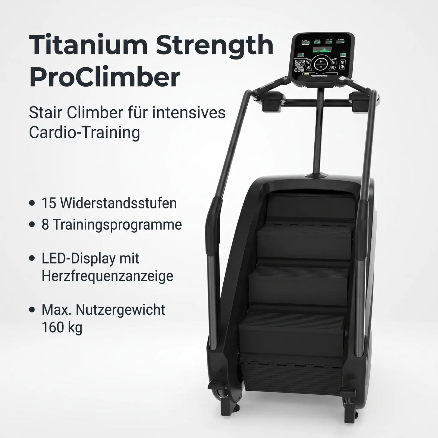 Titanium Strength ProClimber Stair Climber – 15 Widerstandsstufen, 8 Programme, max. 160 kg