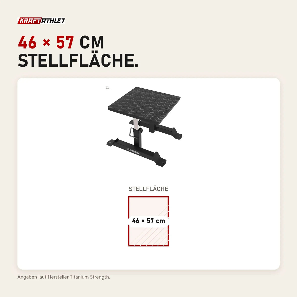 Maßbild Titanium Strength SQBX Höhenverstellbare Plyo/Squat-Box: Stellfläche 46 × 57 cm