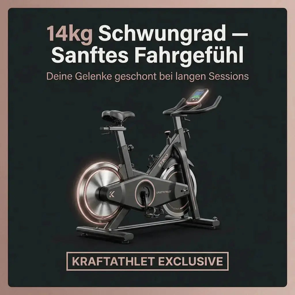 Titanium Strength ST900 LCD Upright-Ergometer Performance Series – Grafik zum Schwungrad mit Rad vor dunklem Hintergrund