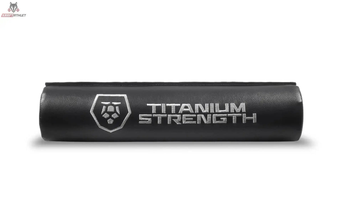 Titanium Strength TBP Hantelpolster in Schwarz mit Logo, Seitenansicht auf weißem Hintergrund