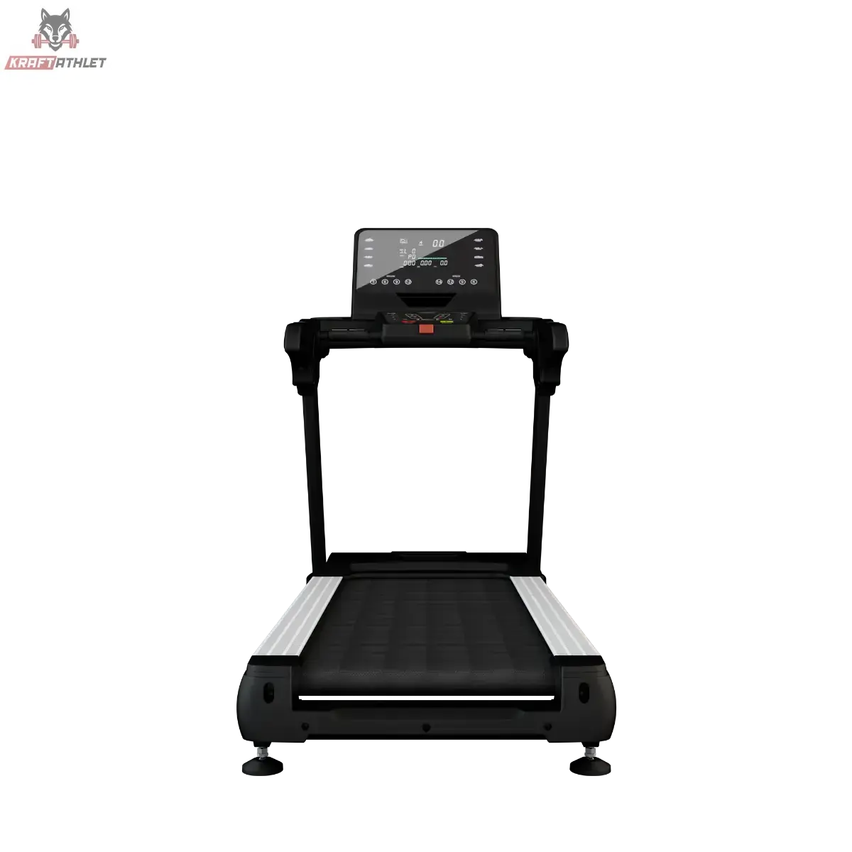 Titanium Strength TM2000 Laufband Pro Series in Schwarz, Frontansicht mit Lauffläche und Konsole
