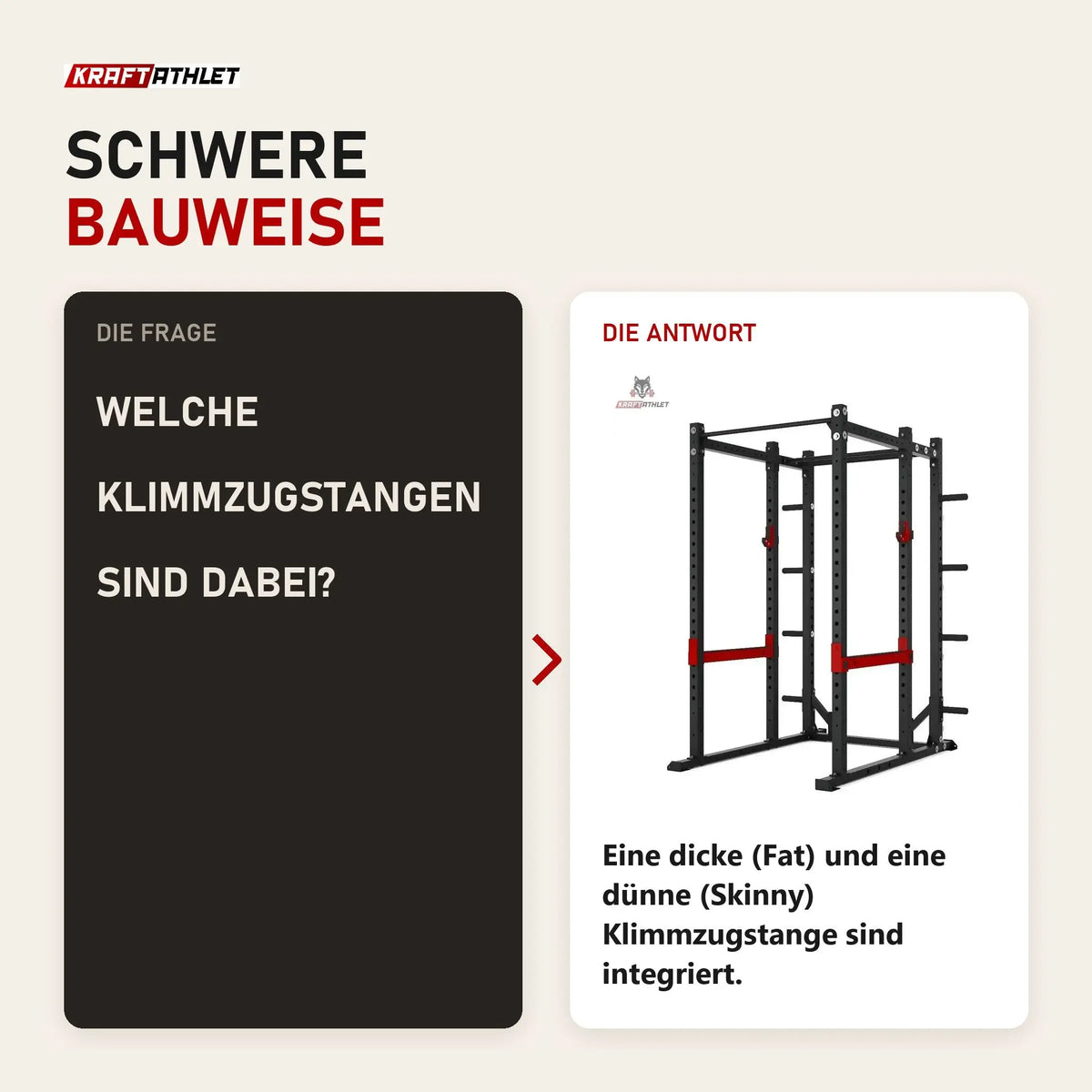 Frage und Antwort zu Titanium Strength X Line Athletic Power Cage RA30: Welche Klimmzugstangen sind dabei?